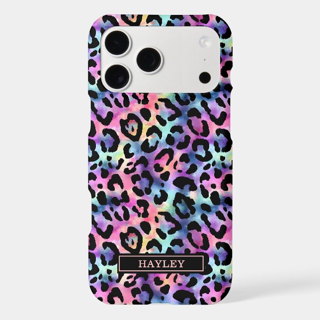 Iridescent Leopard Print Monogrammed Case-Mate iPhone Case (Back)