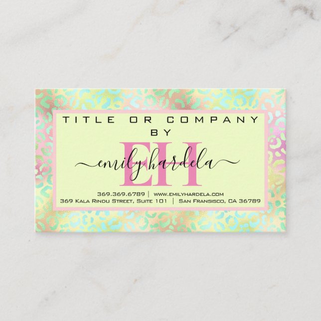 Iridescent Leopard Professional Business Card (Front)