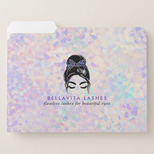 Custom Binders And Folders 9 Iridescent Leopard Updo Holographic Eyelashes File Folder