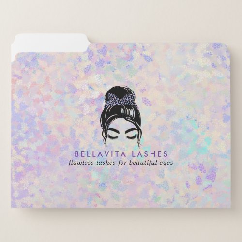 Iridescent Leopard Updo Holographic Eyelashes File Folder