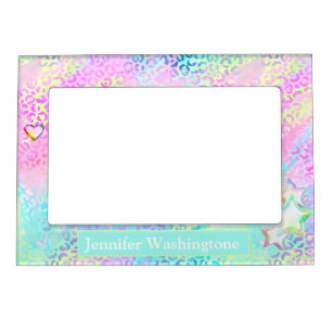 Iridescent little star candy colors pattern custom magnetic frame