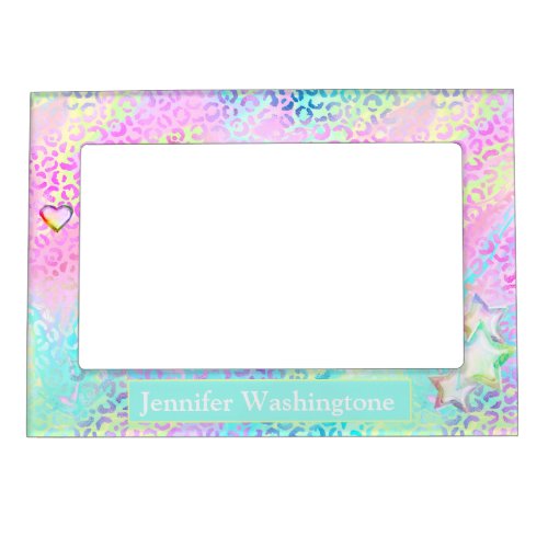 Iridescent little star candy colors pattern custom magnetic frame