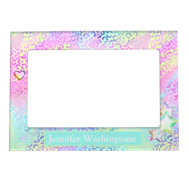 Iridescent little star candy colors pattern custom magnetic frame (Front)