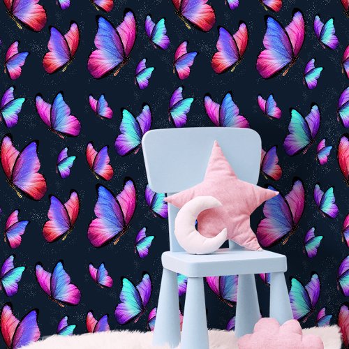 Iridescent Magenta Purple Butterflies Starry Dust