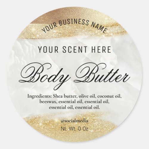 Iridescent Marble Gold Glitter Labels