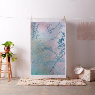 Iridescent Marble   Trendy Faux Holo Blue Pink Fabric