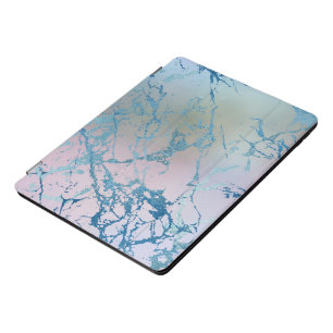 Iridescent Marble   Trendy Faux Holo Blue Pink iPad Pro Cover