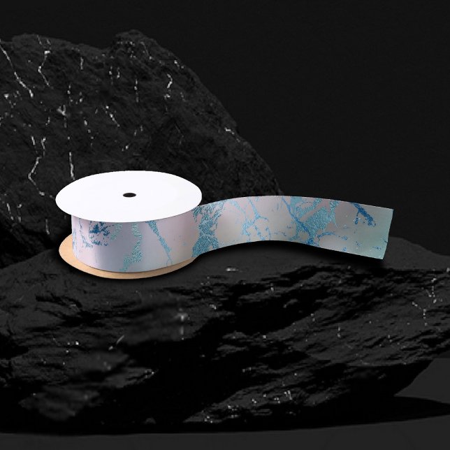 Iridescent Marble | Trendy Faux Holo Blue Pink Satin Ribbon (Creator Uploaded)