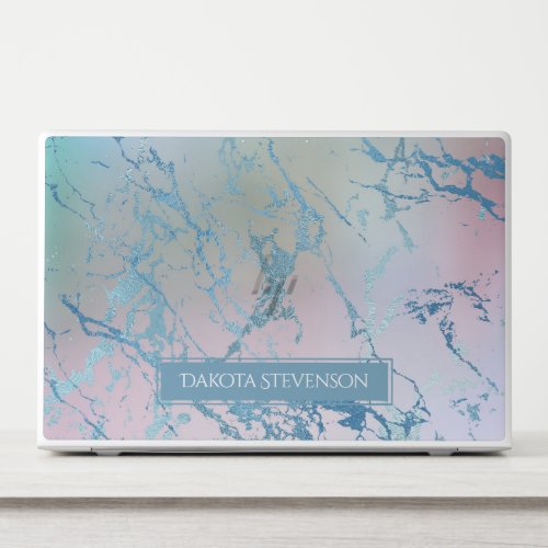 Iridescent Marble  Trendy Faux Holo Branding HP Laptop Skin