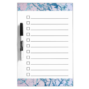 Iridescent Marble Trendy Faux Holo Checklist Dry Erase Board