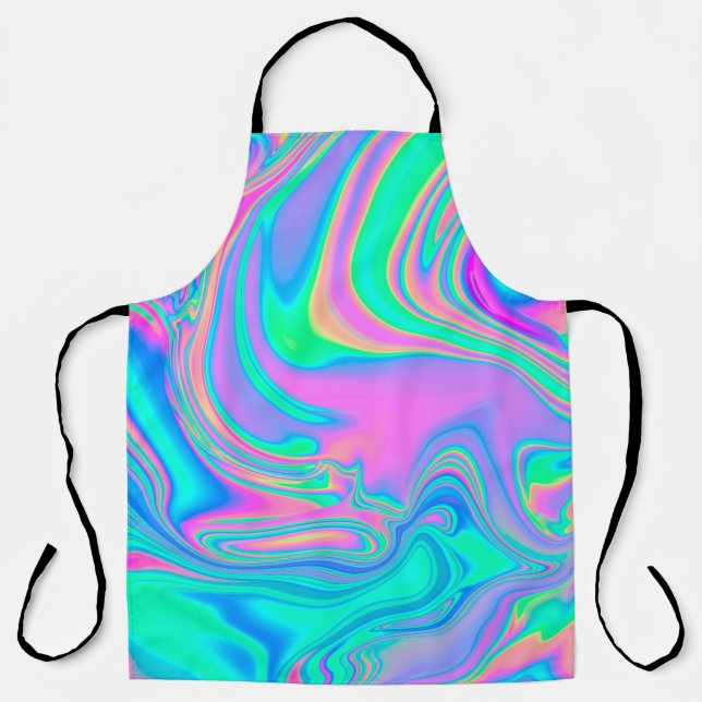 Iridescent marbled holographic texture in vibrant  apron (Front)