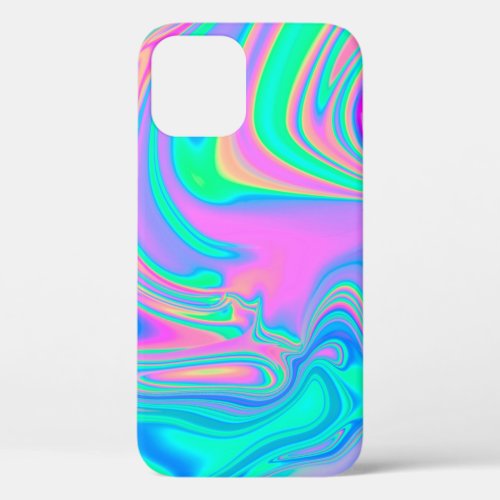 Iridescent marbled holographic texture in vibrant  iPhone 12 case