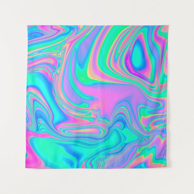 Iridescent marbled holographic texture in vibrant  tapestry (Front)