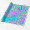 Iridescent marbled holographic texture in vibrant 