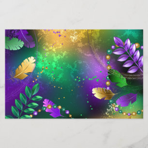 Iridescent mardi gras background with beads