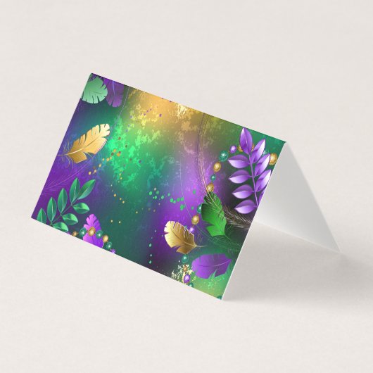 Iridescent mardi gras background with beads (Front)