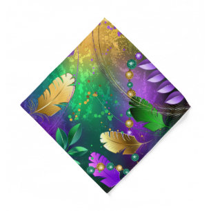 Iridescent mardi gras background with beads bandana