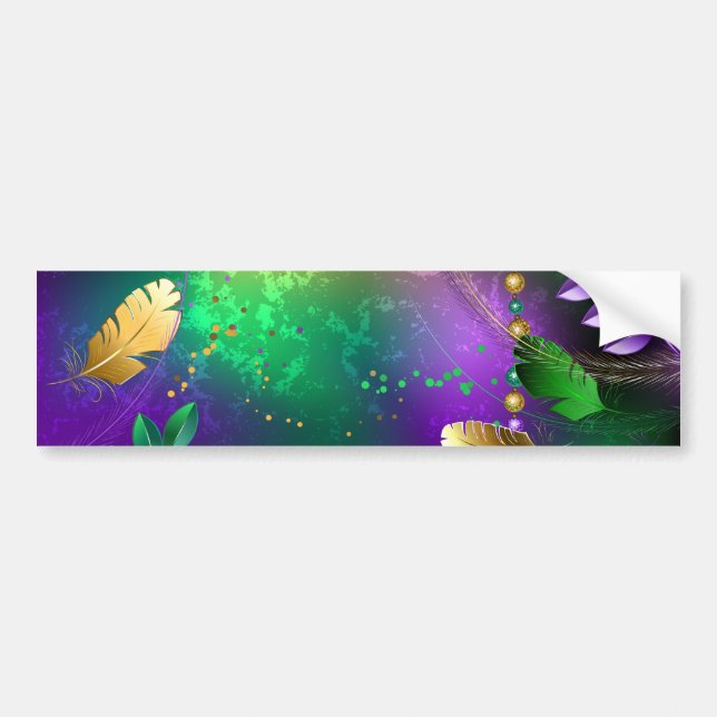 Iridescent mardi gras background with beads bumper sticker (Front)