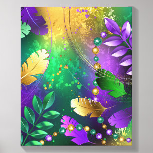 Iridescent mardi gras background with beads canvas photo tile