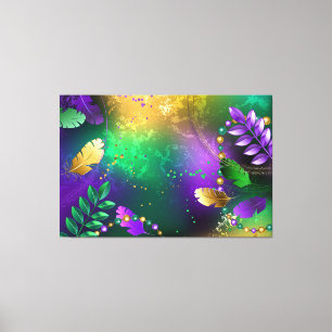 Iridescent mardi gras background with beads canvas print