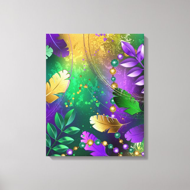 Iridescent mardi gras background with beads canvas print (Front)