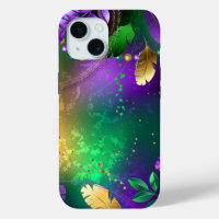 Iridescent mardi gras background with beads