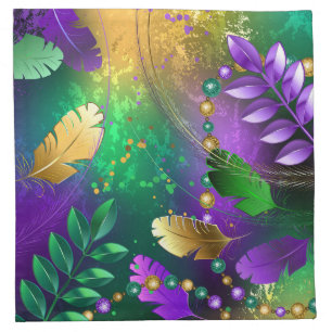 Iridescent mardi gras background with beads cloth napkin