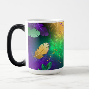 Iridescent mardi gras background with beads color morph mug