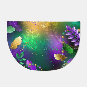Iridescent mardi gras background with beads doormat