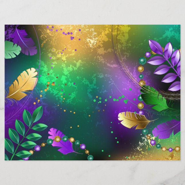 Iridescent mardi gras background with beads flyer (Front)