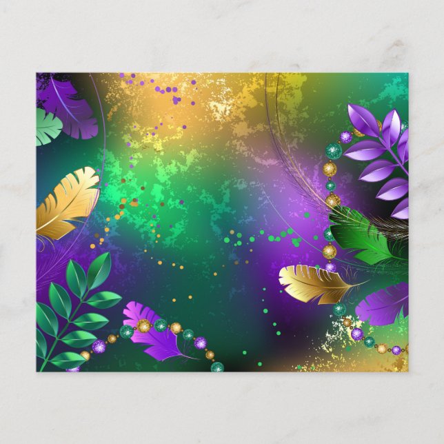 Iridescent mardi gras background with beads flyer (Front)