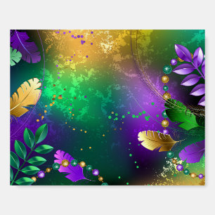 Iridescent mardi gras background with beads foam board