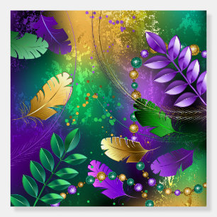 Iridescent mardi gras background with beads foam board
