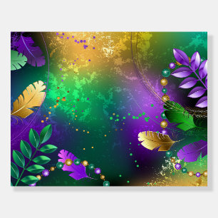 Iridescent mardi gras background with beads foam board