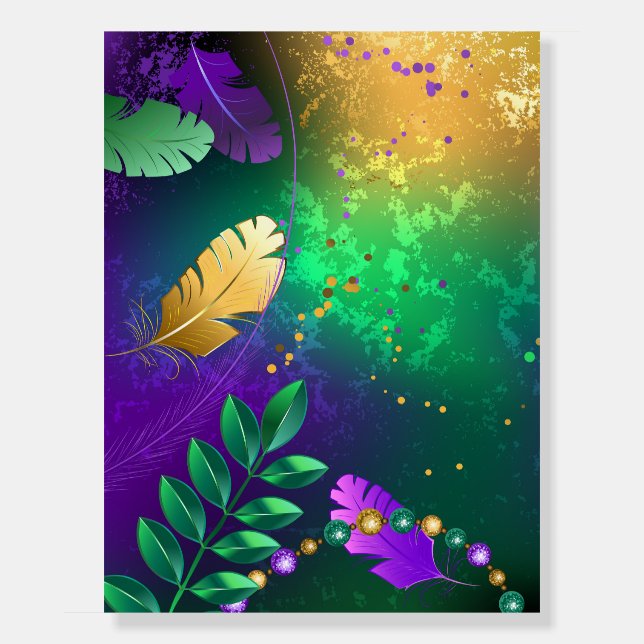 Iridescent mardi gras background with beads foam board (Front)