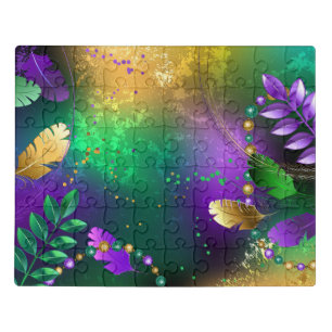Iridescent mardi gras background with beads jigsaw puzzle