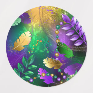 Iridescent mardi gras background with beads kids' labels
