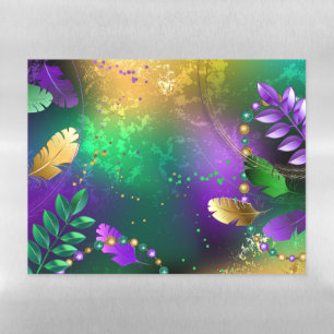 Iridescent mardi gras background with beads magnetic dry erase sheet
