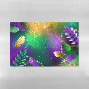 Iridescent mardi gras background with beads magnetic dry erase sheet