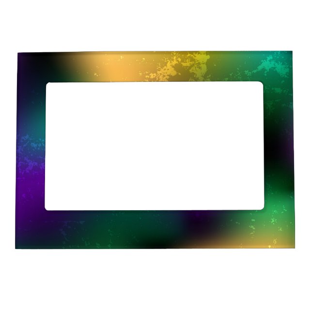 Iridescent mardi gras background with beads magnetic frame (Front)