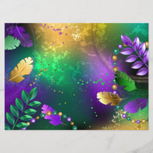 Iridescent mardi gras background with beads menu