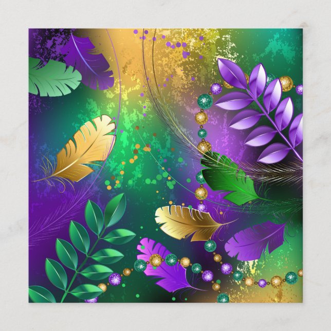 Iridescent mardi gras background with beads menu (Front)
