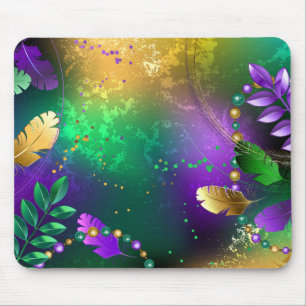 Iridescent mardi gras background with beads mouse pad