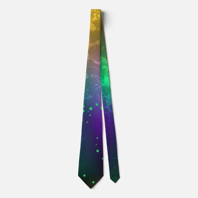 Iridescent mardi gras background with beads neck tie (Front)