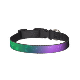 Iridescent mardi gras background with beads pet collar