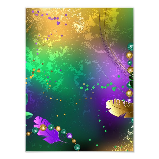 Iridescent mardi gras background with beads photo print (Front)