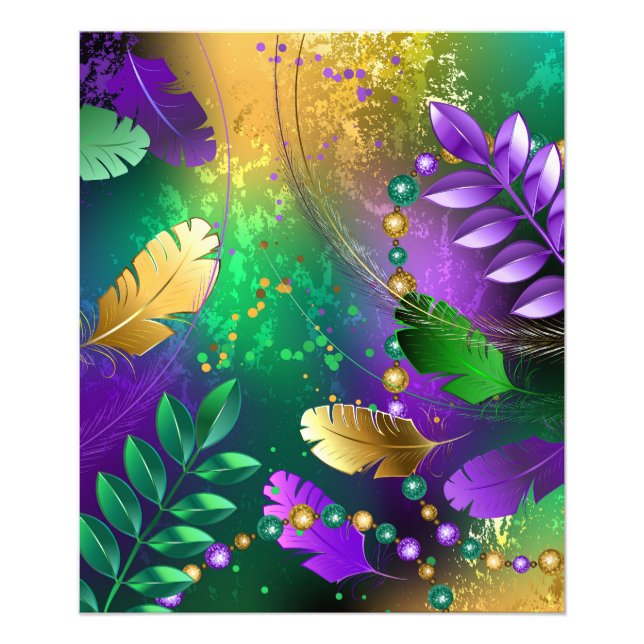Iridescent mardi gras background with beads photo print (Front)