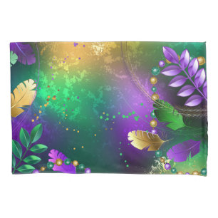 Iridescent mardi gras background with beads pillow case