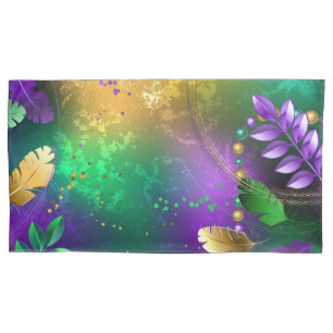 Iridescent mardi gras background with beads pillow case