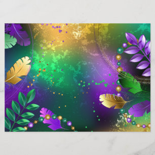 Iridescent mardi gras background with beads program